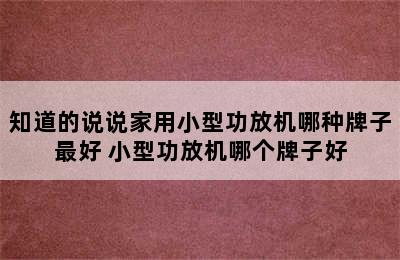 知道的说说家用小型功放机哪种牌子最好 小型功放机哪个牌子好